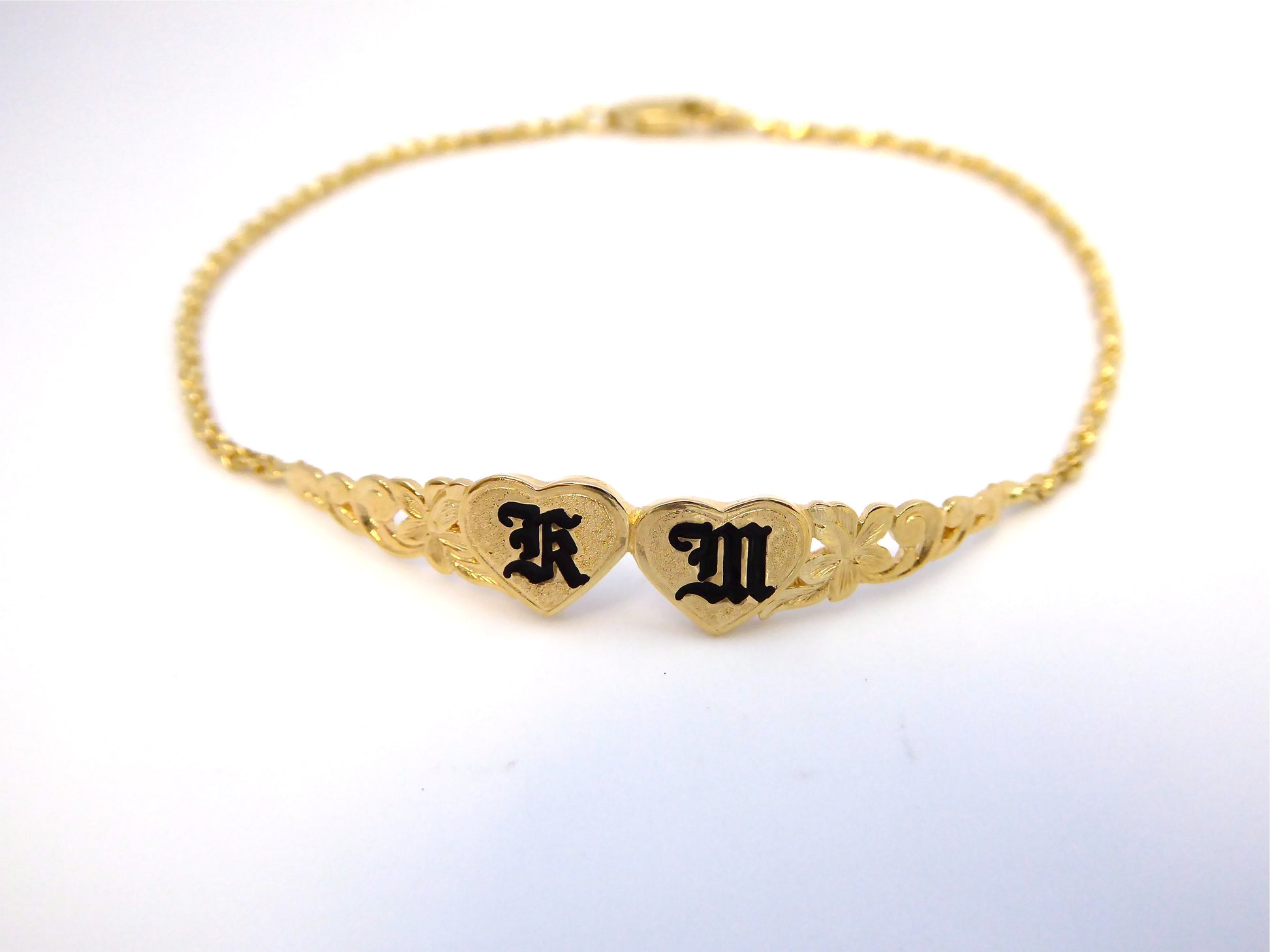 Double Heart Bracelet w/ Initials image 0