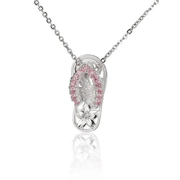 13CZ Pink Scroll Slipper Pendant image 0