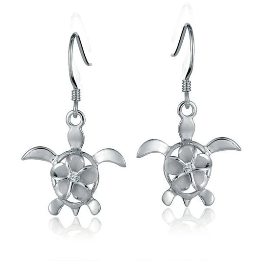 Plumeria CZ in Honu Rhod Hook Earring - 8mm image 0