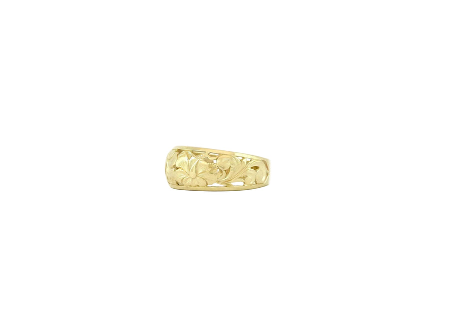 Hawaiian 14K Gold 8mm dome ring with a plain smooth finish.