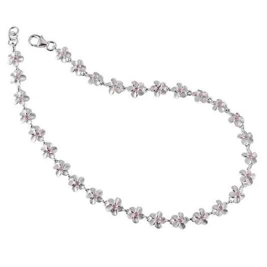 SAK Plumeria Pink CZ Anklet - 6mm image 0