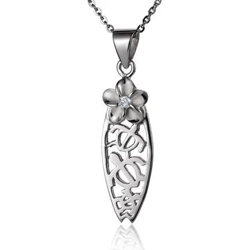 Plumeria 3Honu Surfboard Pendant image 0