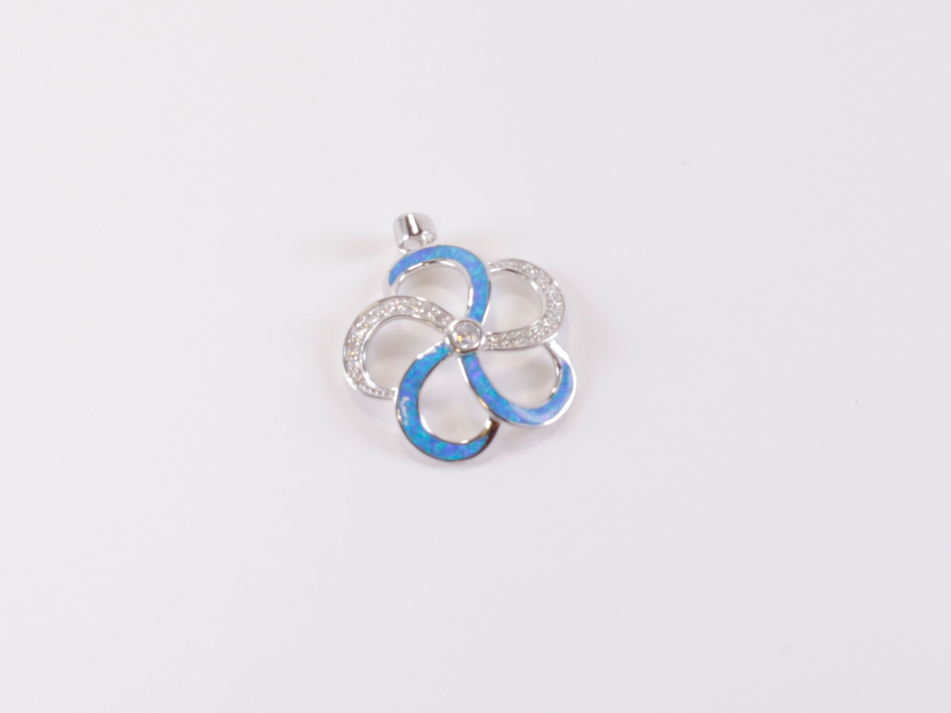 Silver and Blue Plumeria Pendant image 0