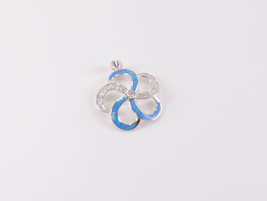 Silver and Blue Plumeria Pendant image 0