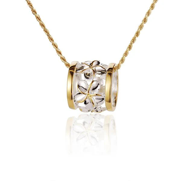 Plumeria 2T Barrel Pendant (L) image 0