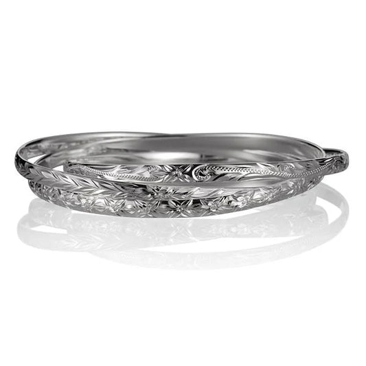 Hawaiian 3-in-1 S/M/P bangle bracelet with 4mm beads, featuring colorful floral and tropical design, by Ashley's Gift Shop