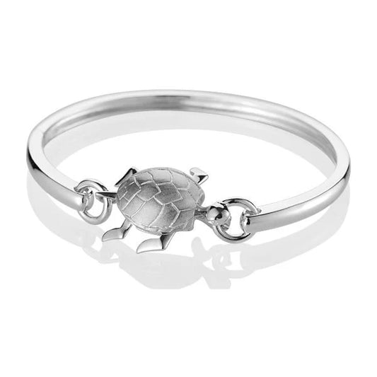 Gold B Turtle Moving Open Bangle bracelet by Ashley's Gift Shop featuring a turtle charm and adjustable open design