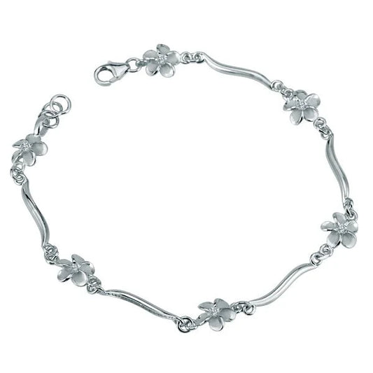 Plumeria Flower Wave Bracelet by Ashley's Gift Shop featuring colorful plumeria flowers and wave design on a bracelet.