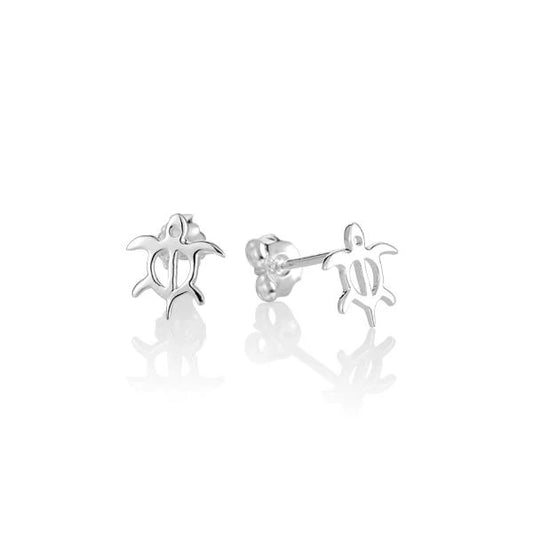 Small gold Tiny Honu earring featuring a turtle design, crafted by Ashley's Gift Shop, perfect for subtle ocean-inspired jewelry.