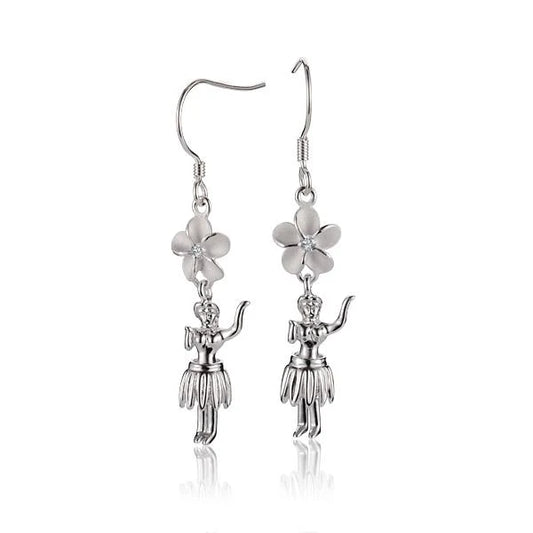Ashley’s Gift Shop Plumeria and Hula Hook Earring, 8mm, featuring floral and tropical-inspired jewelry design.