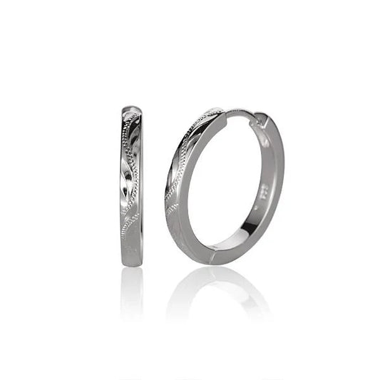 Solid wire round engraving earring in large size, handmade by Ashley's Gift Shop, showcasing a smooth, circular metal design.