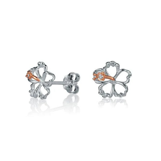 Floating hibiscus earring with 10mm floral design, crafted by Ashley's Gift Shop, showcasing a delicate and stylish jewelry piece.