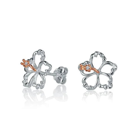 Floating hibiscus earring by Ashley's Gift Shop featuring a 12mm hibiscus flower design in lightweight, elegant jewelry style.