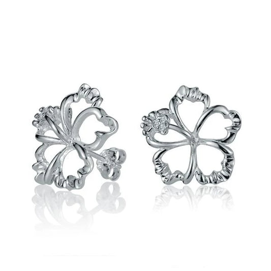 Sterling silver floating hibiscus earring, 18mm, featuring a delicate floral design, from Ashley's Gift Shop.