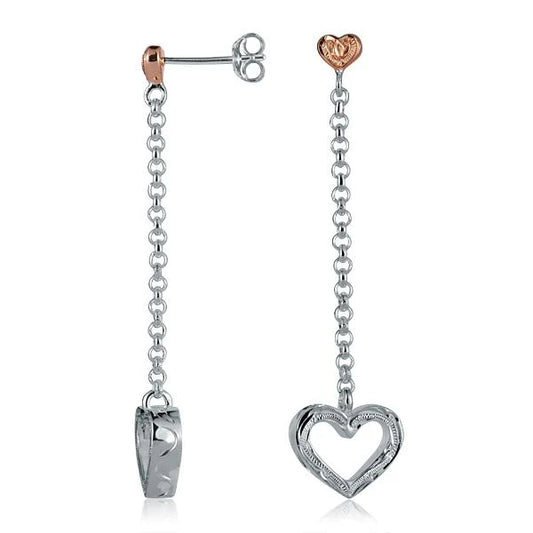 Ashley’s Gift Shop heart chain PG plated engraved earring featuring a delicate heart charm and intricate engraving detail.