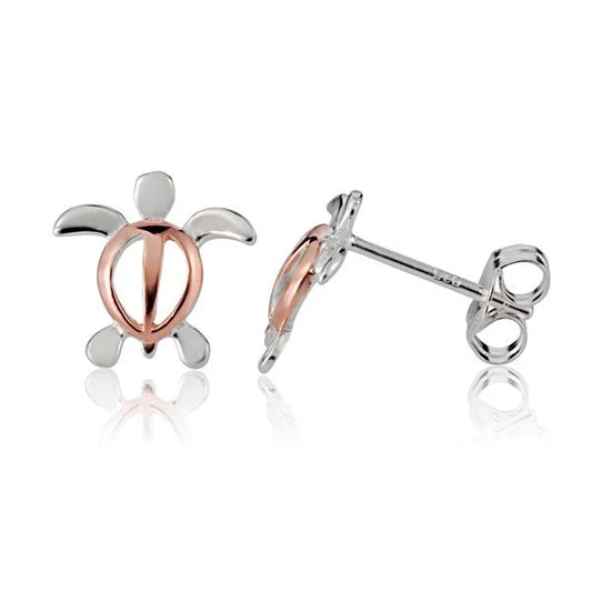 Honu (S) PG plated post earring by Ashley's Gift Shop featuring a small, elegant sea turtle design on a gold finish.