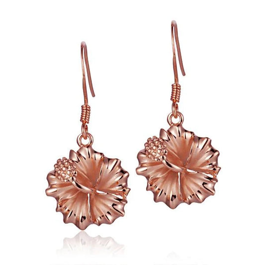 Hibiscus PG plated hook earring by Ashley's Gift Shop, 15mm floral design, gold-toned jewelry with delicate hibiscus detail