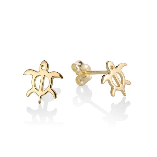 Honu XS YG plated post earring featuring a small, gold-toned turtle design, perfect for delicate jewelry style.