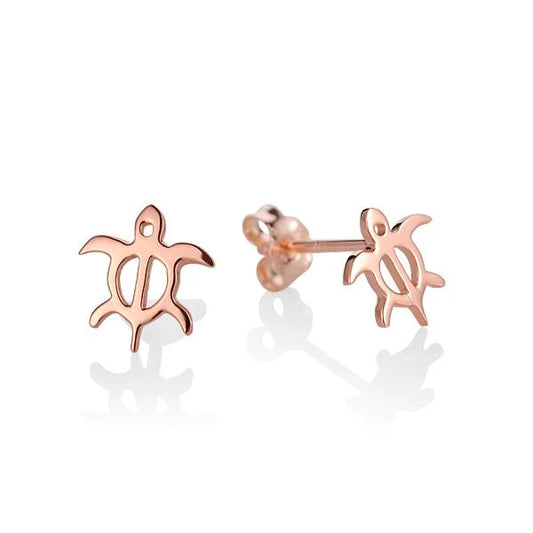 Honu XS PG plated post earring by Ashley's Gift Shop featuring a small, elegant turtle design in pink gold plating.