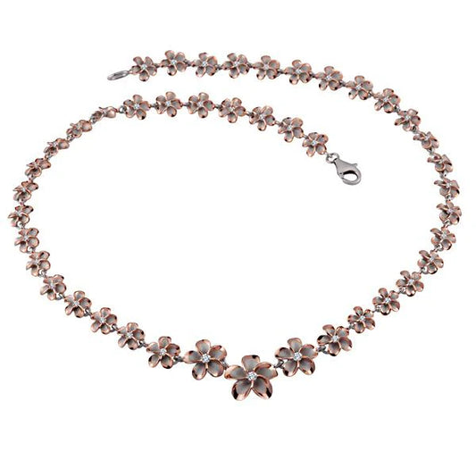 Rhoidum Plumeria 2T PG necklace with 8-15mm beads, featuring vibrant plumeria-inspired design, from Ashley's Gift Shop