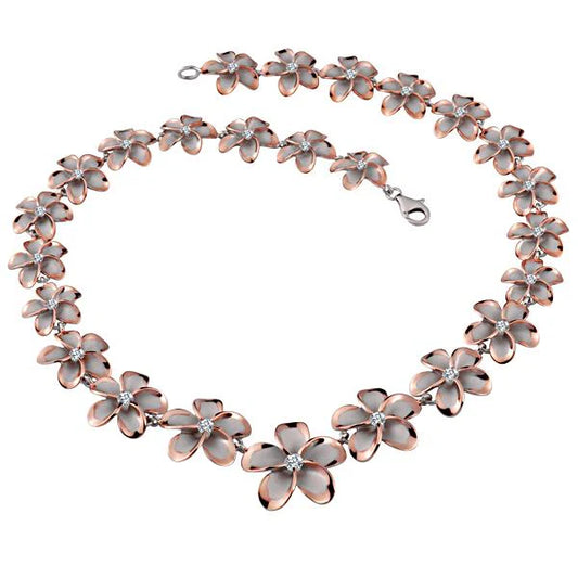 Rhoidum Plumeria 2T PG necklace with 15-25mm beads, featuring a colorful floral design and natural gemstone appearance.
