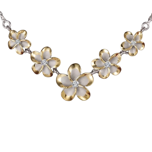 Rhoidum Plumeria 2T YG Rope Necklace - 10~15mm — 925 Sterling Silver Hawaiian jewelry from Ashley's Gift Shop