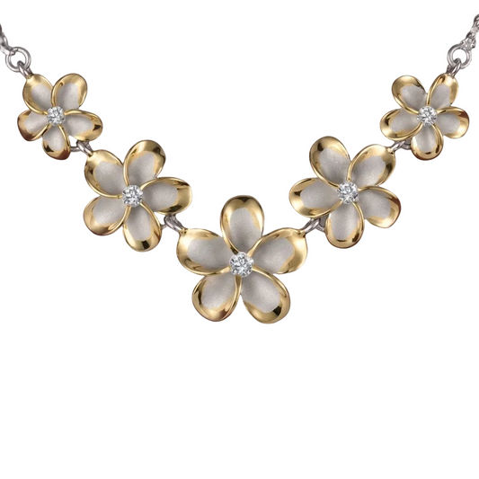 Rhoidum Plumeria 2T YG Rope Necklace - 12~18mm — 925 Sterling Silver Hawaiian jewelry from Ashley's Gift Shop