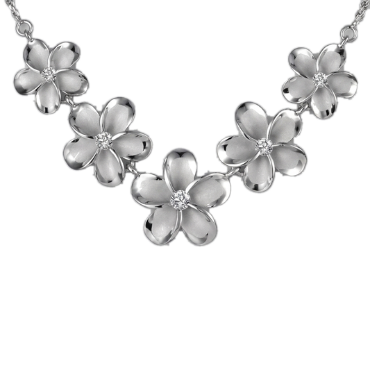 Rhoidum Plumeria Rhodium Rope Necklace - 15~20mm