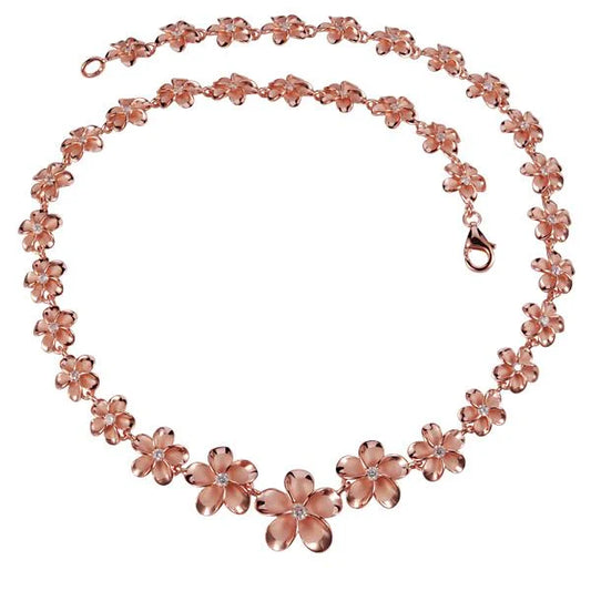 Plumeria PG necklace by Ashley's Gift Shop featuring 10-18mm plumeria-shaped pink beads on a delicate chain.
