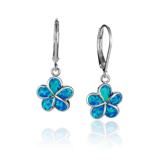 Gold-plated SOE Opal Plumeria L/B Earring with 12mm blossom design, featuring vibrant opal stones and floral detailing.
