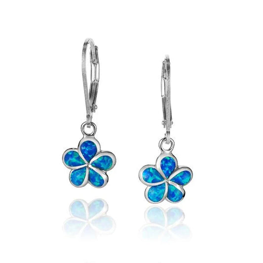 10mm SOE Opal Plumeria earrings by Ashley's Gift Shop featuring vibrant opal flower designs on gold-tone studs