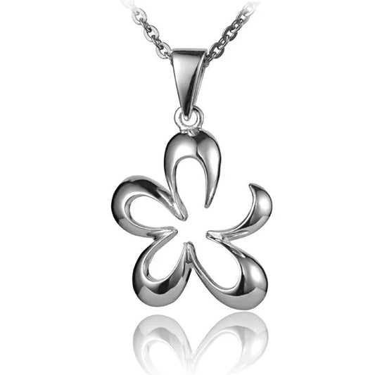 Plumeria C/O Outline Pendant #1 by Ashley's Gift Shop featuring a delicate floral pendant with a simple outline design.