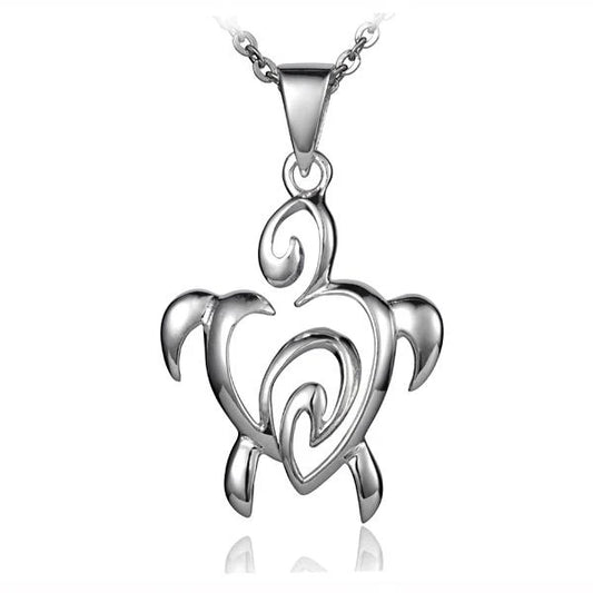 Honu C/O Pendant #4 by Ashley's Gift Shop, featuring a detailed ocean-inspired turtle charm on a silver chain.