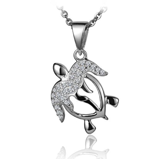 925 sterling silver Honu C/O pendant with intricate turtle design, showcasing craftsmanship and ocean-inspired jewelry style