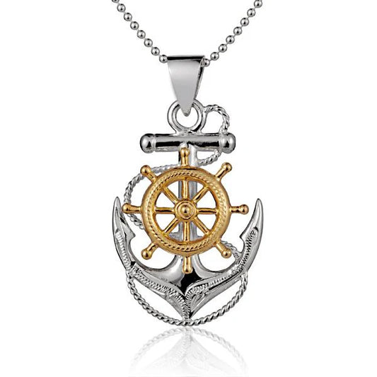 Silver anchor pendant with engraved "YG 2T" detail, showcasing a nautical jewelry piece from Ashley's Gift Shop.