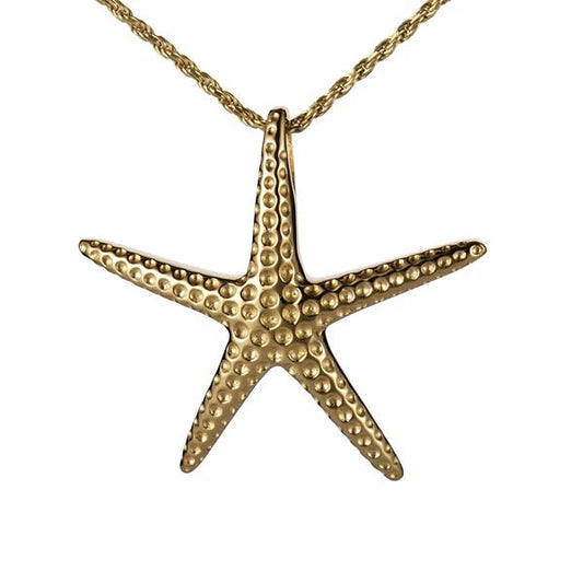 Starfish YG plated pendant with detailed starfish design, crafted by Ashley's Gift Shop, on a delicate chain.