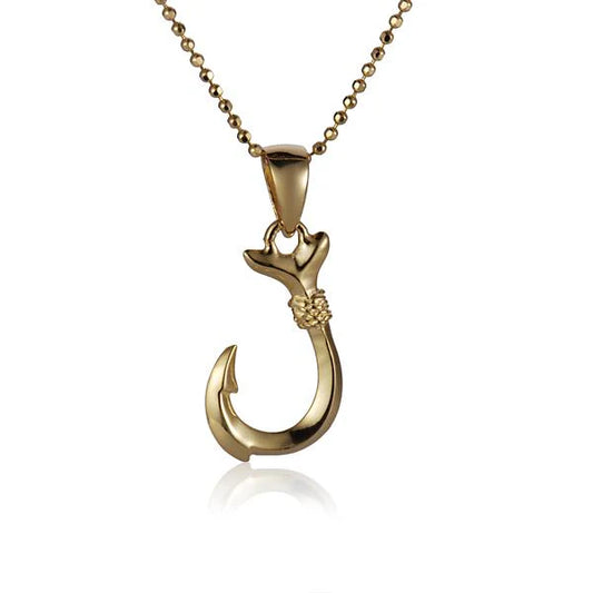 Fish hook YG plated pendant featuring a sleek, curved design with a shiny gold finish, perfect for jewelry making or accessories.
