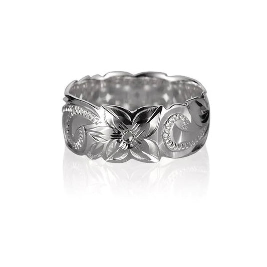 8mm Scroll C/O ring by Ashley's Gift Shop featuring intricate scroll design in silver tone, close-up view showing detailed craftsmanship.