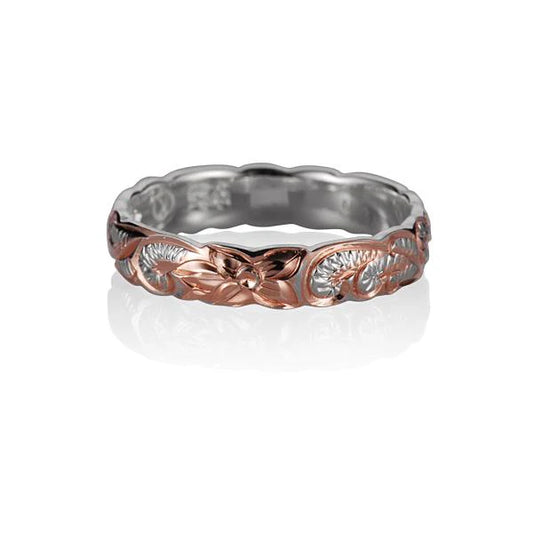 C/O Queen 2T PG Plate Ring in 4mm with rose gold finish, featuring a sleek, polished design on a plain background