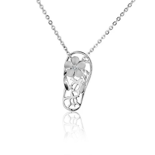 8mm 3Honu slipper pendant in silver tone, featuring a detailed Hawaiian-inspired design, perfect for necklace or bracelet jewelry