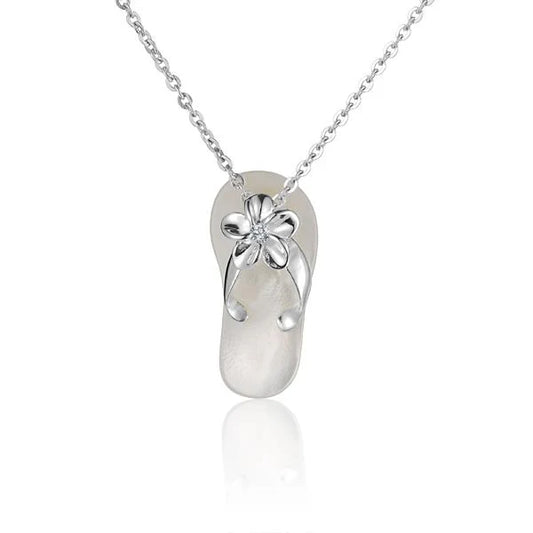 Ashley’s Gift Shop shell slipper pendant, 8mm size, featuring a detailed shell design on a silver-toned chain.