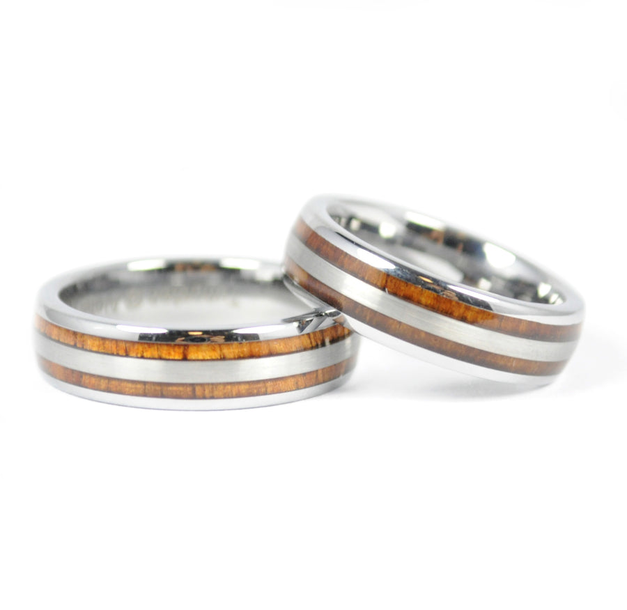 Hawaiian koa wood inlay tungsten ring, 6mm band