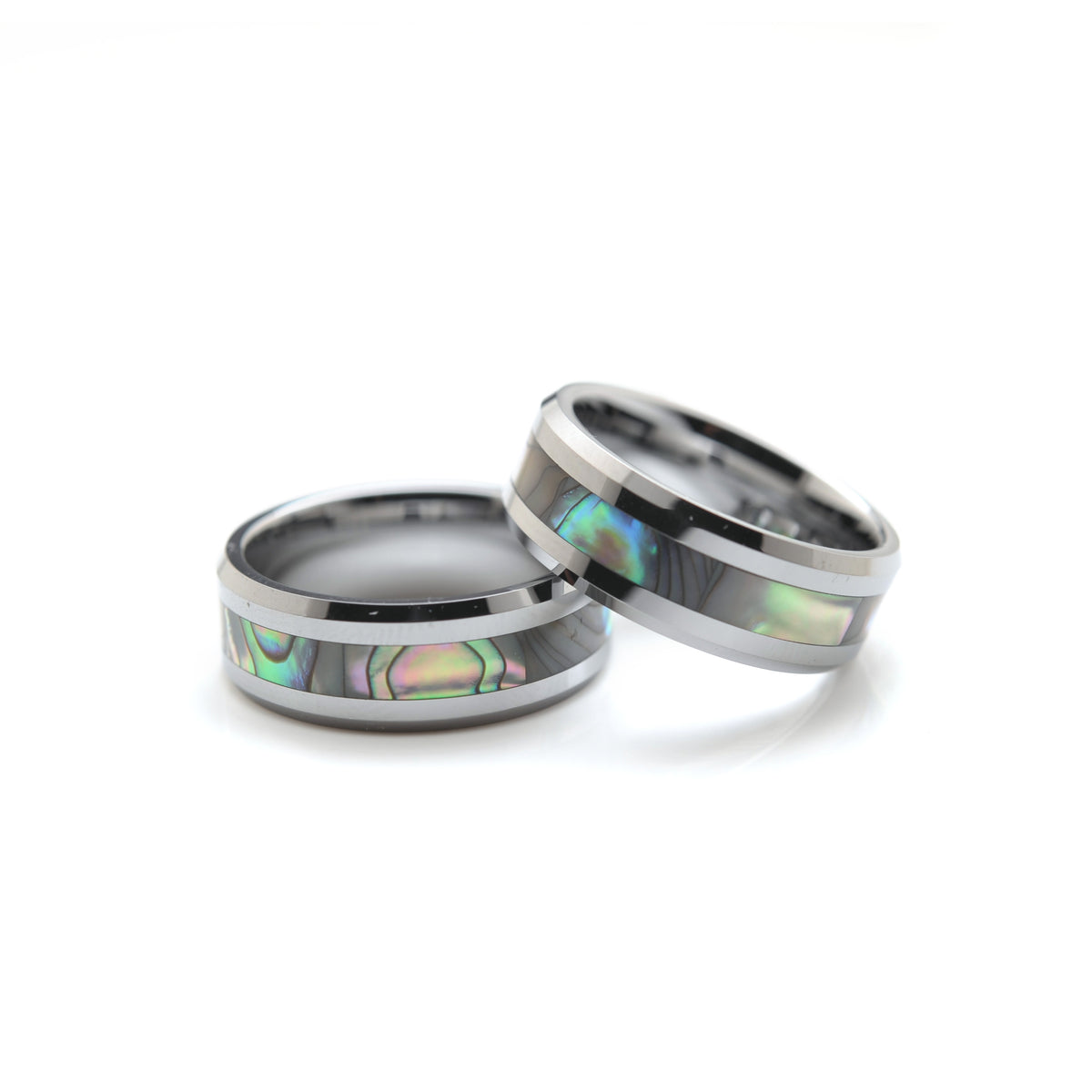 8mm abalone shell tungsten ring, comfort fit