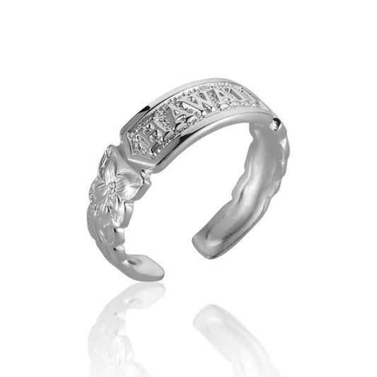 Hawaii scroll toe ring by Ashley's Gift Shop featuring intricate wave and scroll designs on silver-tone metal.
