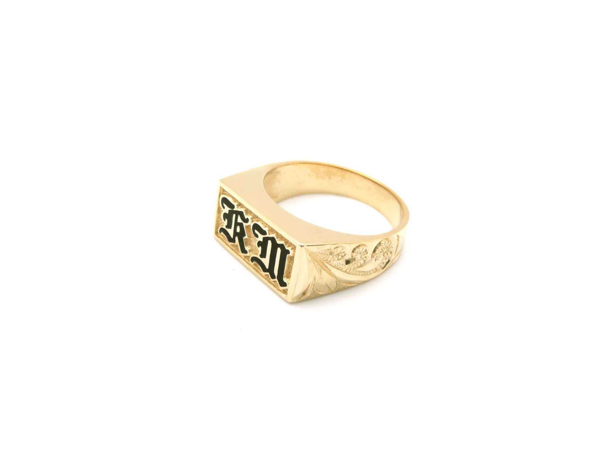 Men's Rectangle Ring w/ 2 Initials image 0