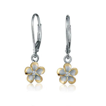 Plumeria YG Plated L/B Earring - 8mm image 0