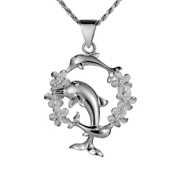 3 Dolphin 6 Plumeria Pendant image 0