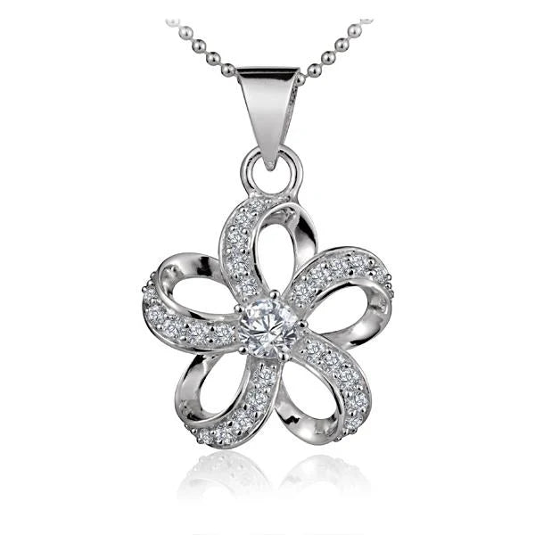 Plumeria Outline CZ Pendant image 0