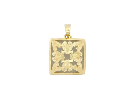 14K Anthurium Quilt Pendant - Large — Hawaiian jewelry from Ashley's Gift Shop