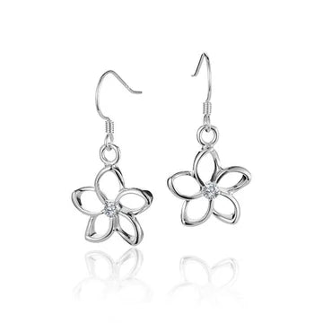 Floating Plumeria CZ Hook Earring - 15mm image 0